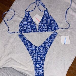 NWT KuLani Kinis Caribbean Blue Set; XL